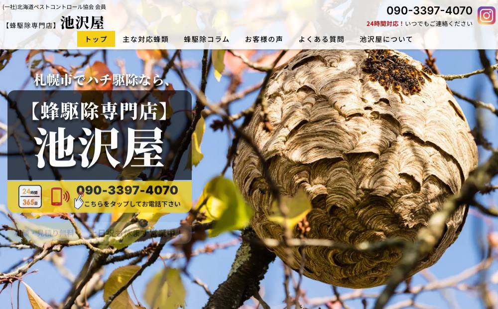 【蜂駆除専門店】池沢屋の公式サイト